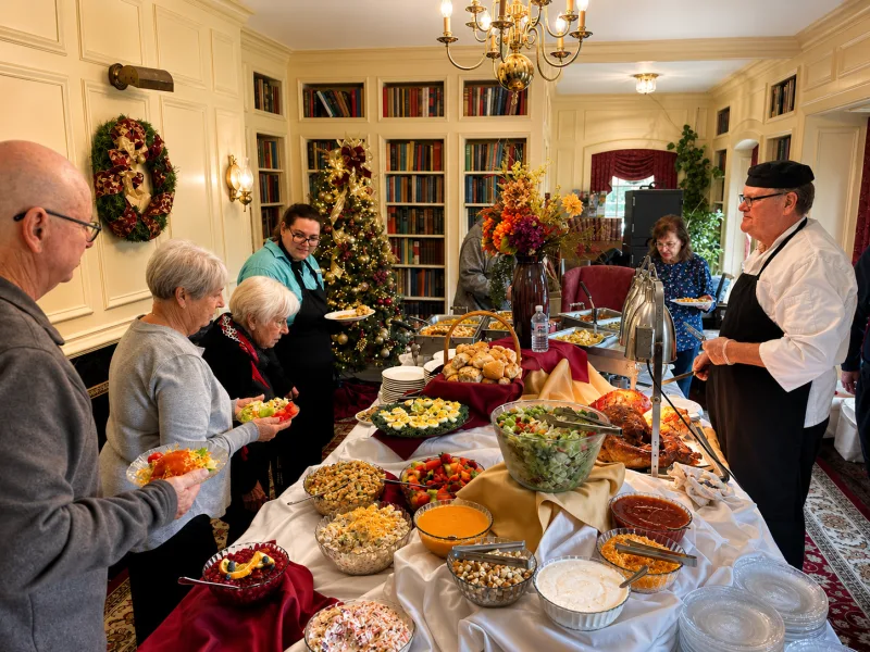 A catered buffet at the Montague Inn