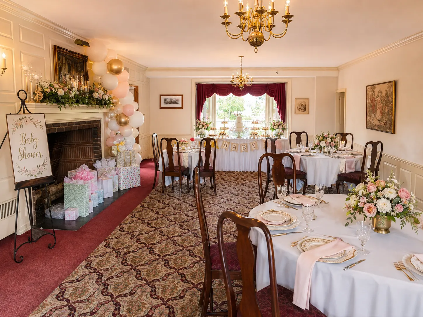 The Riley Room at the Montague Inn set for a celebration