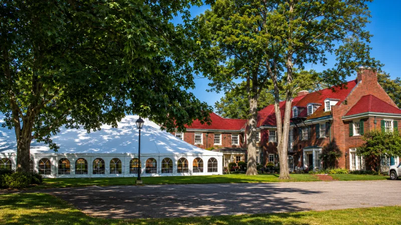 Tented wedding reception on the Montague Inn grounds