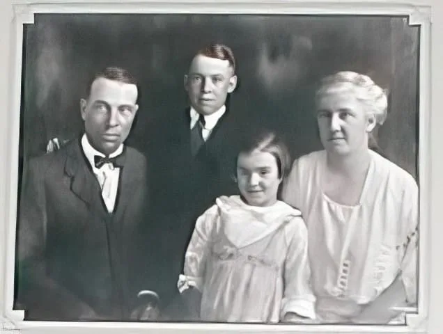 A vintage portrait of the Montague family — Robert and Edwina with their children, Mary Sage and Robert